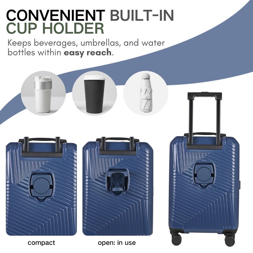 image 1 of Large Suitcase 28’ Inch Hard Shell Checked Luggage - Lightweight, Durable with Built-in Cupholder, TSA Lock, Dual Spinner Wheels