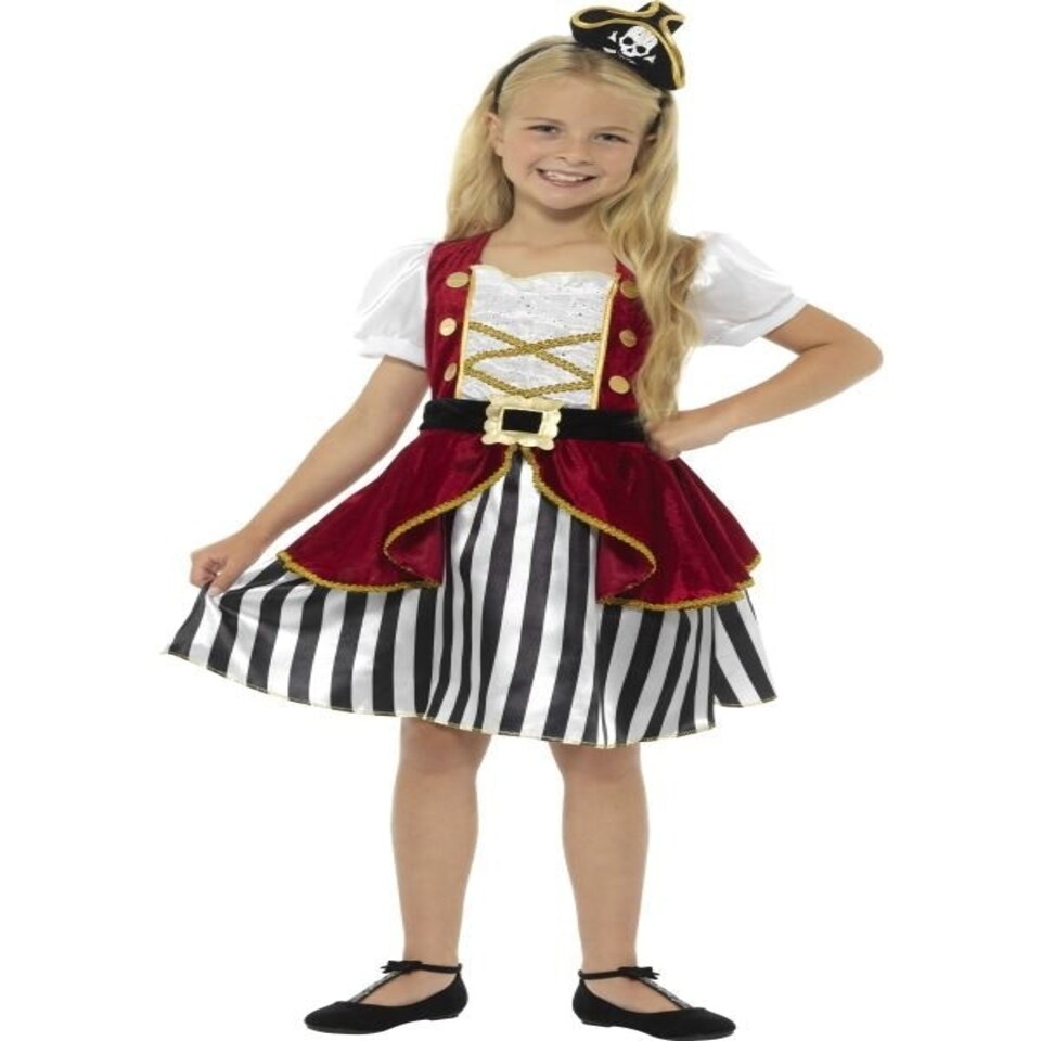 Deluxe Pirate Girl Costume - Red & Black - with Dress & Hat - 44404M M
