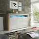 image 4 of Sideboard 155cm White Gloss Doors Oak Matt Body Free LED Shelf Multi | Oak & White