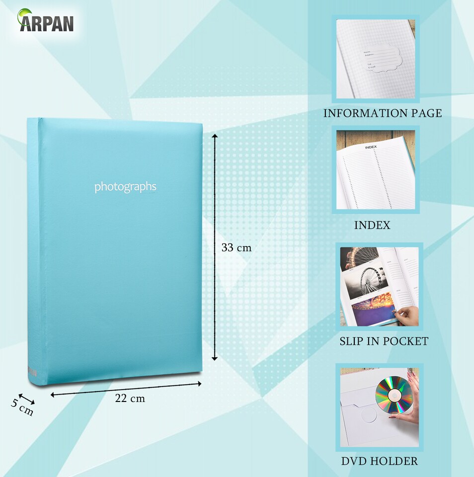 image 1 of ARPAN Large Slip In Memo Photo Album for 300 Photos 6x4" (10x15cm) – Hardcover Picture Album with Memo Writing Space for Family, Wedding & Travel Memories
