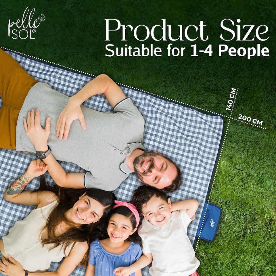 image 1 of Pelle & Sol Blue Picnic Blanket Waterproof 200x140cm