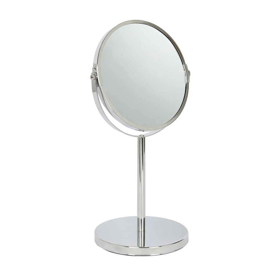 image 1 of Harbour Housewares Pedestal Mirror - 18.5cm x 34.5cm - Chrome Chrome