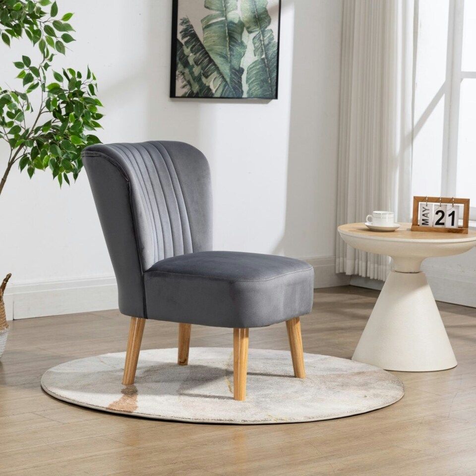 image 1 of Arezza Velvet Accent Chair - Grey