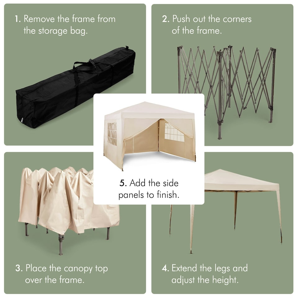 image 1 of VonHaus Pop Up Gazebo 3 x 3m w/ Removable Sides Ivory