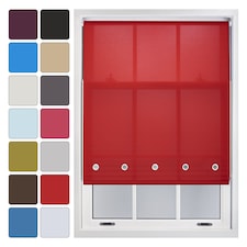 FURNISHED Daylight Roller Blind Made to Measure with Chome Round Eyelets | Red | Red | (W) 150cm x (L) 210cm