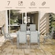image 3 of Outsunny 7 Piece Garden Dining Set, Outdoor Table and 6 Folding and Reclining Chairs, Aluminium Frame, Tempered Glass Top Table, Texteline Seats, Grey