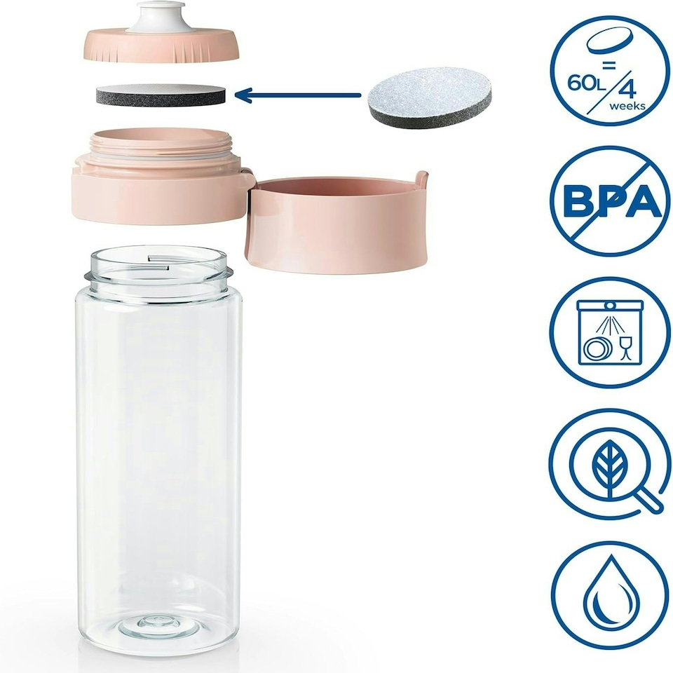 image 1 of BRITA Water Filter Bottle Apricot (600ml) incl. 2x MicroDisc Filters