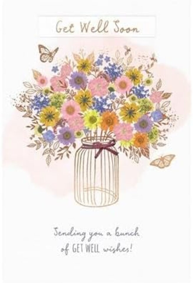 Floral Vase Design Get Well Soon Card