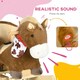 image 3 of HOMCOM Kids Rocking Horse Plush Ride On Horse with Safety Belt, Realistic Sounds, Foot Pedals for Toddlers Aged 18-36 Months - Brown