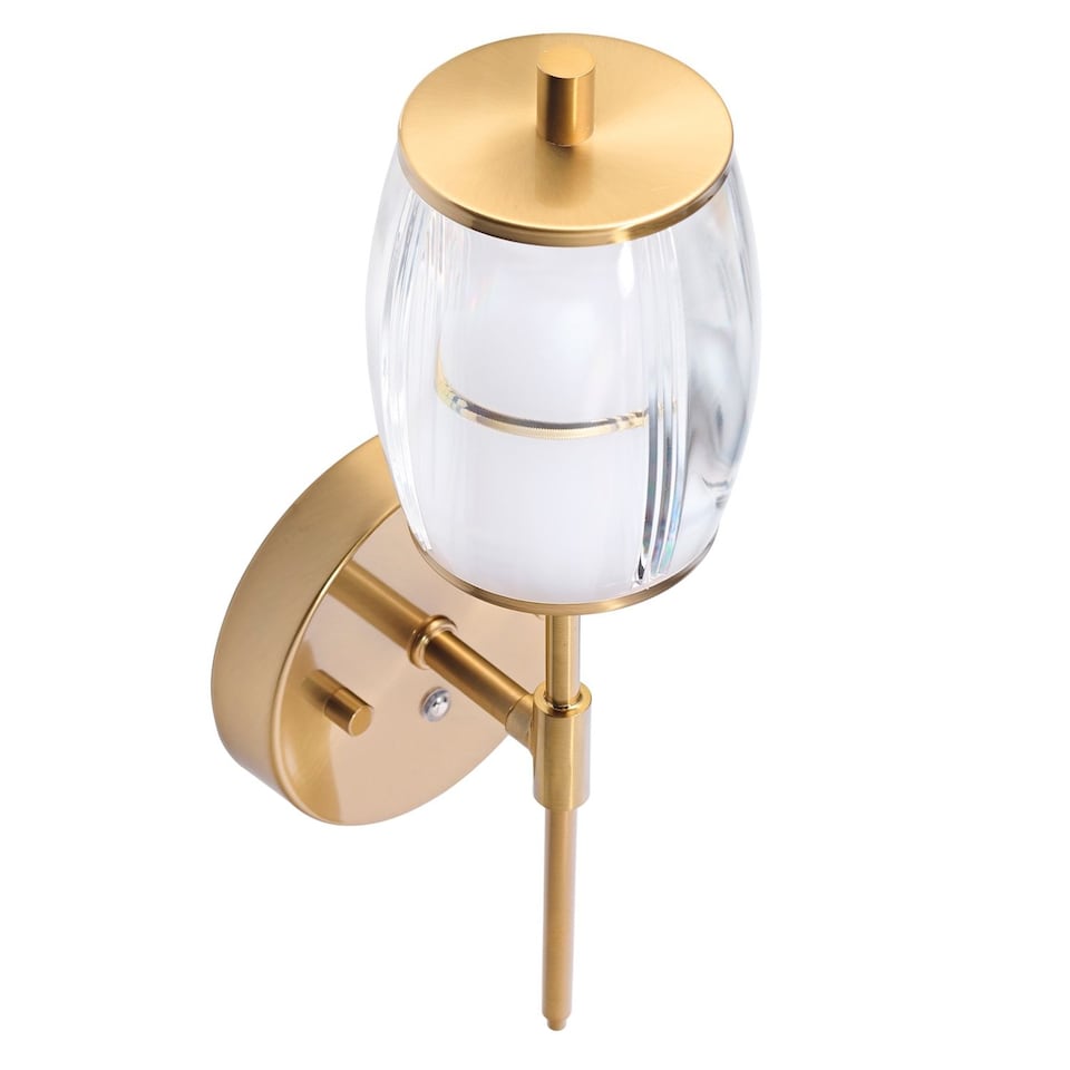 image 1 of Satin Gold Wireless Rechargeable Touch Dimmer Wall Light with Clear Glass Shade | Gold | Gold | 1