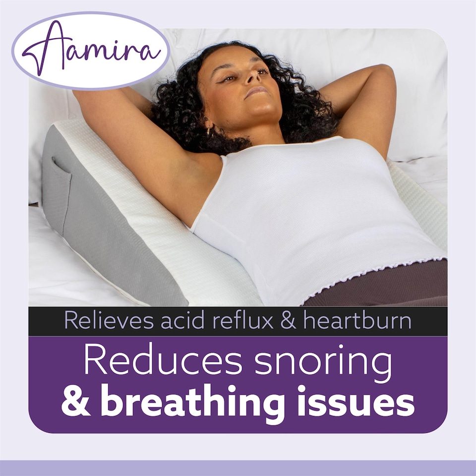 image 1 of Aamira Bed Wedge Pillow for Bed, Memory Foam, Orthopaedic Support for Sleeping, Acid Reflux, GERD, Snoring & Back Pain Washable