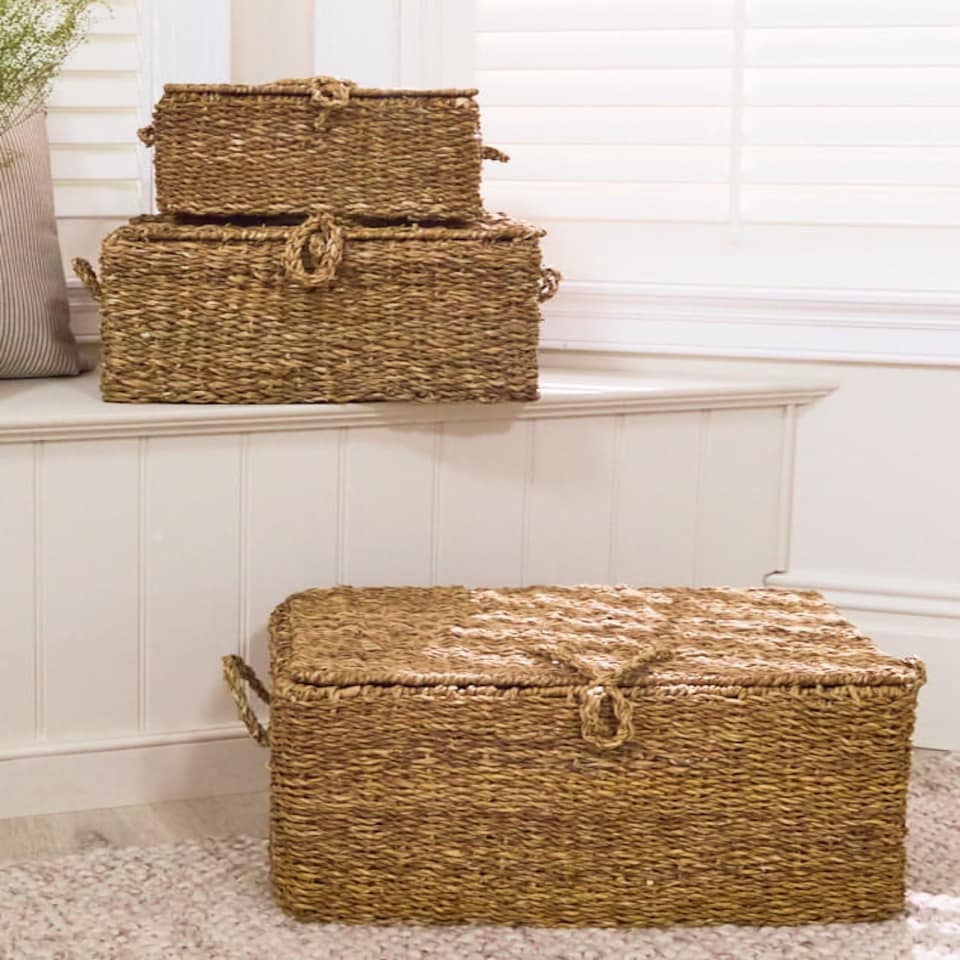 image 1 of Set of 3 Seagrass Baskets N/A