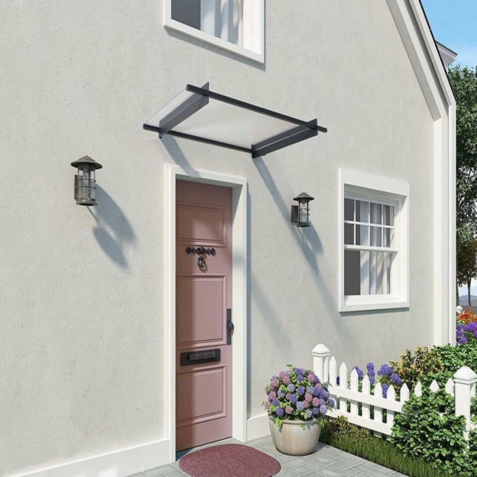image 1 of Patio Cover Nancy Door Awning Canopy Nancy 1500 Clear - Acrylic - L150.5 x W94 x H14 cm - Grey Grey