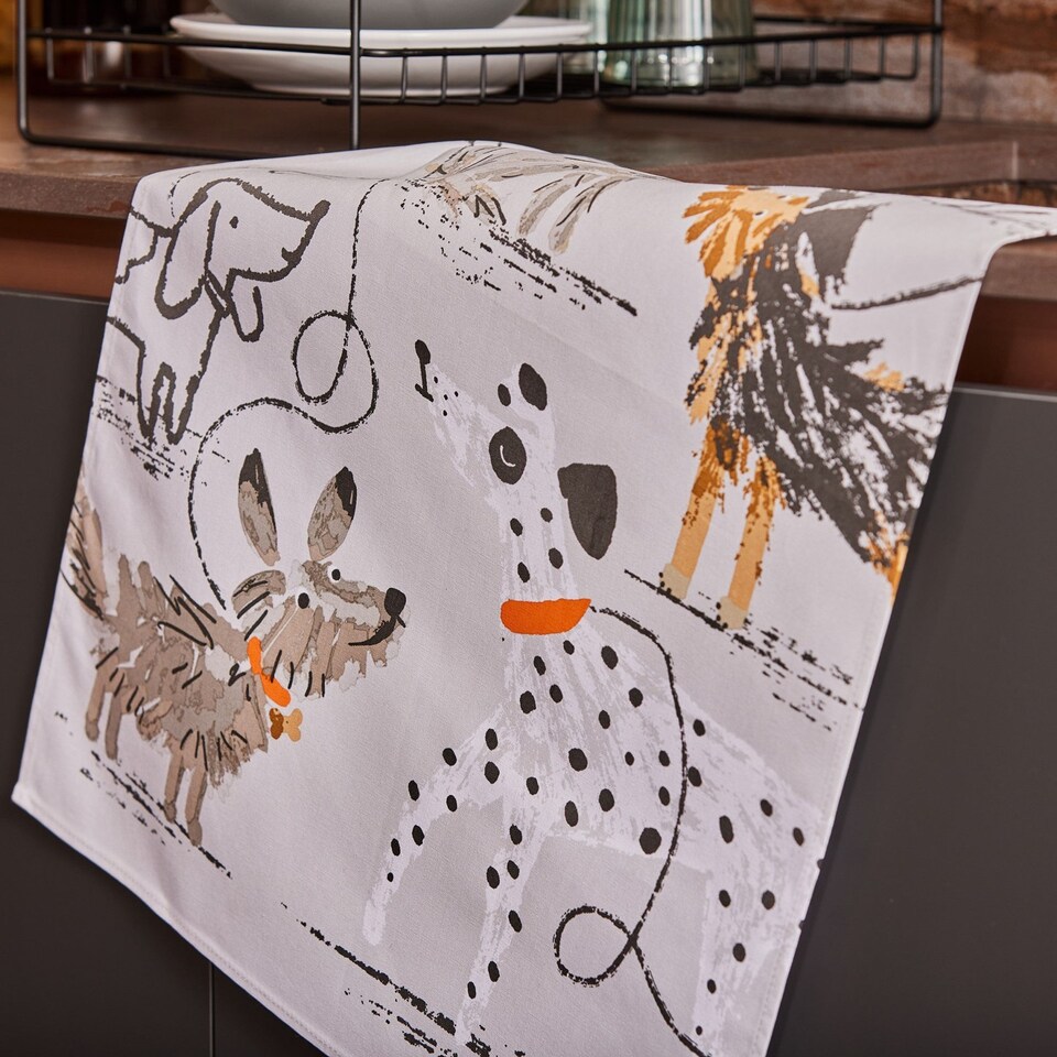image 1 of Ulster Weavers Dog Days Tea Towel - Cotton Grey