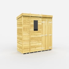 9 x 4 Feet Pent Shed - Double Door With Windows - Wood - L118 x W276 x H201 cm Brown