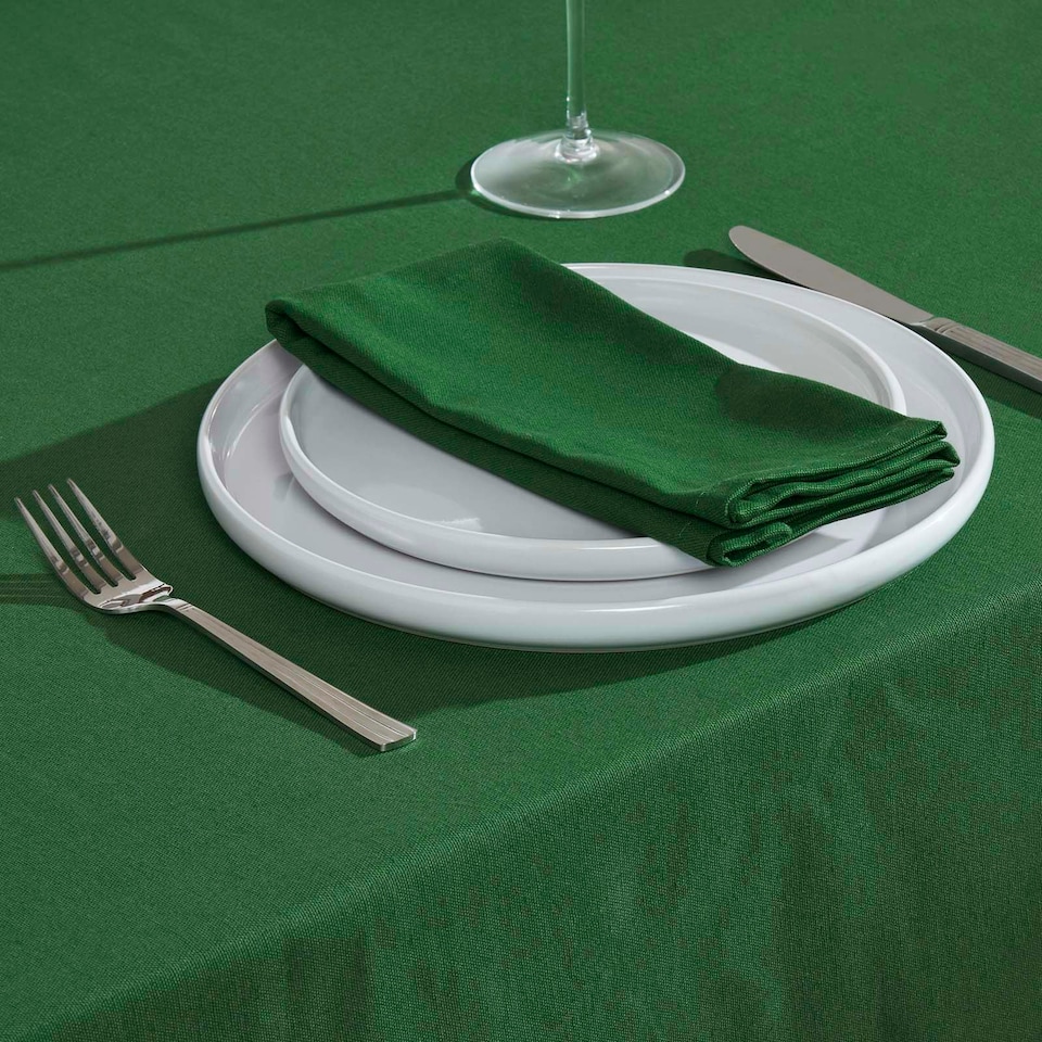 image 1 of Homescapes Christmas Dark Green Cotton Fabric 4 Napkins Set