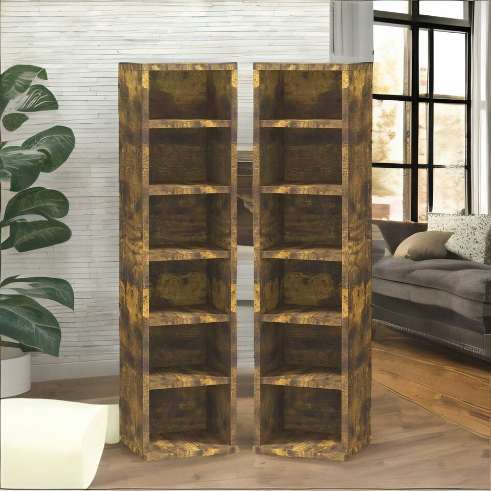 image 1 of 6 Tier Shelves Storage Unit Set Rustic Brown Brown | One Size