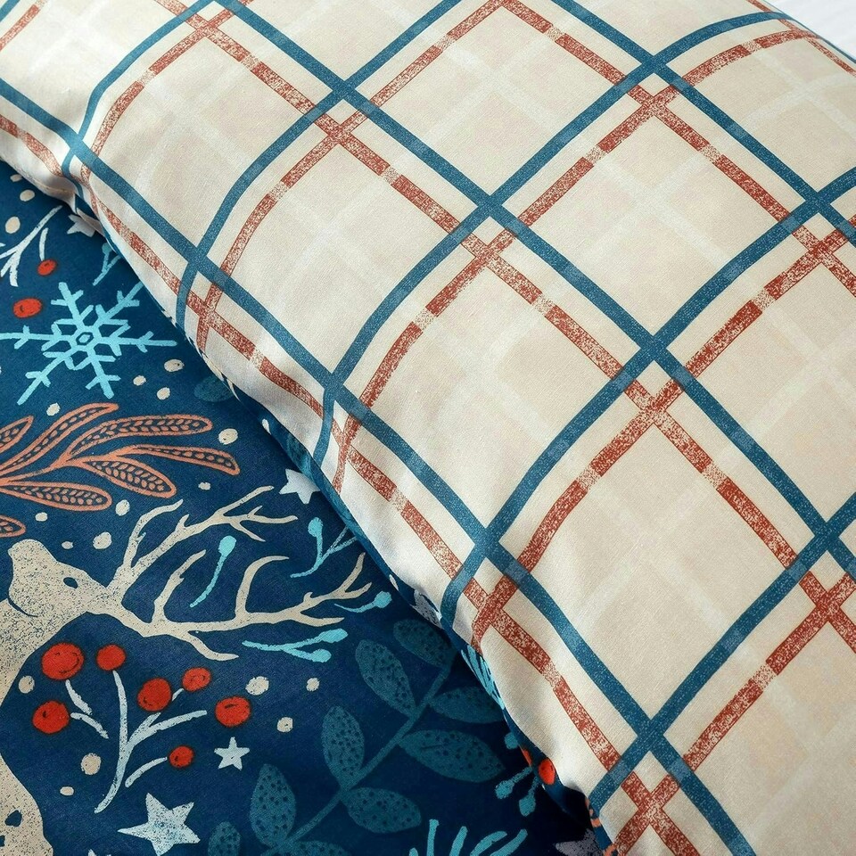 image 1 of Winter Stags Duvet Cover Set Blue Single Blue | Super King