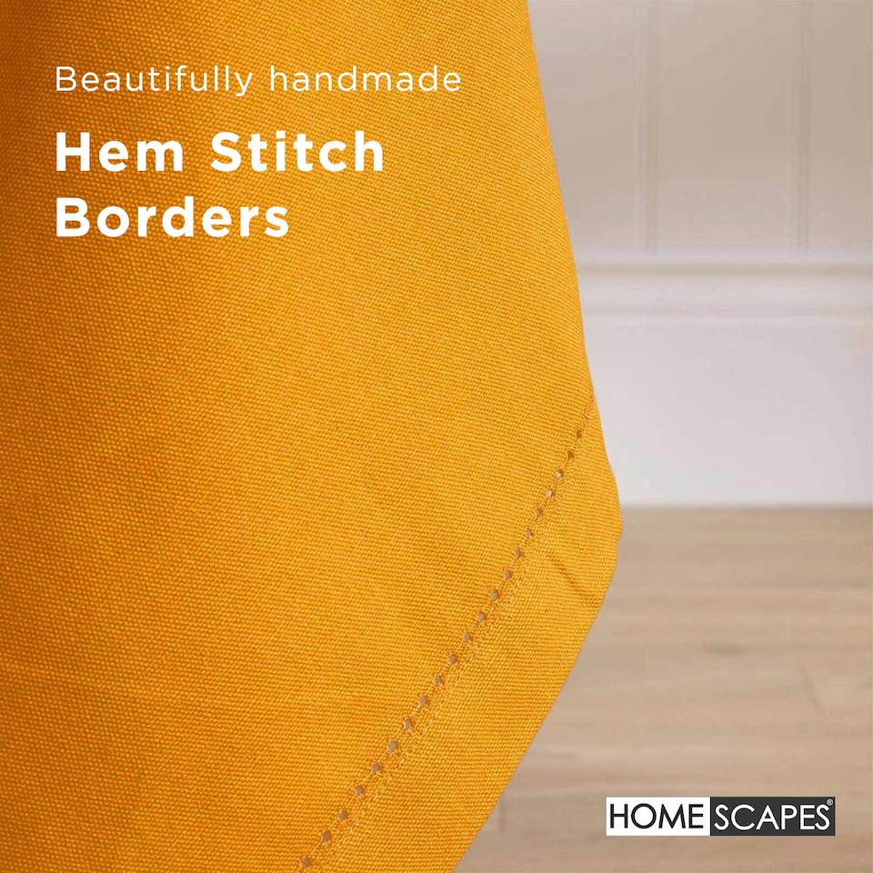 image 1 of Homescapes Mustard Yellow Cotton Round Tablecloth - 178 cm | Yellow | 178cm (70")