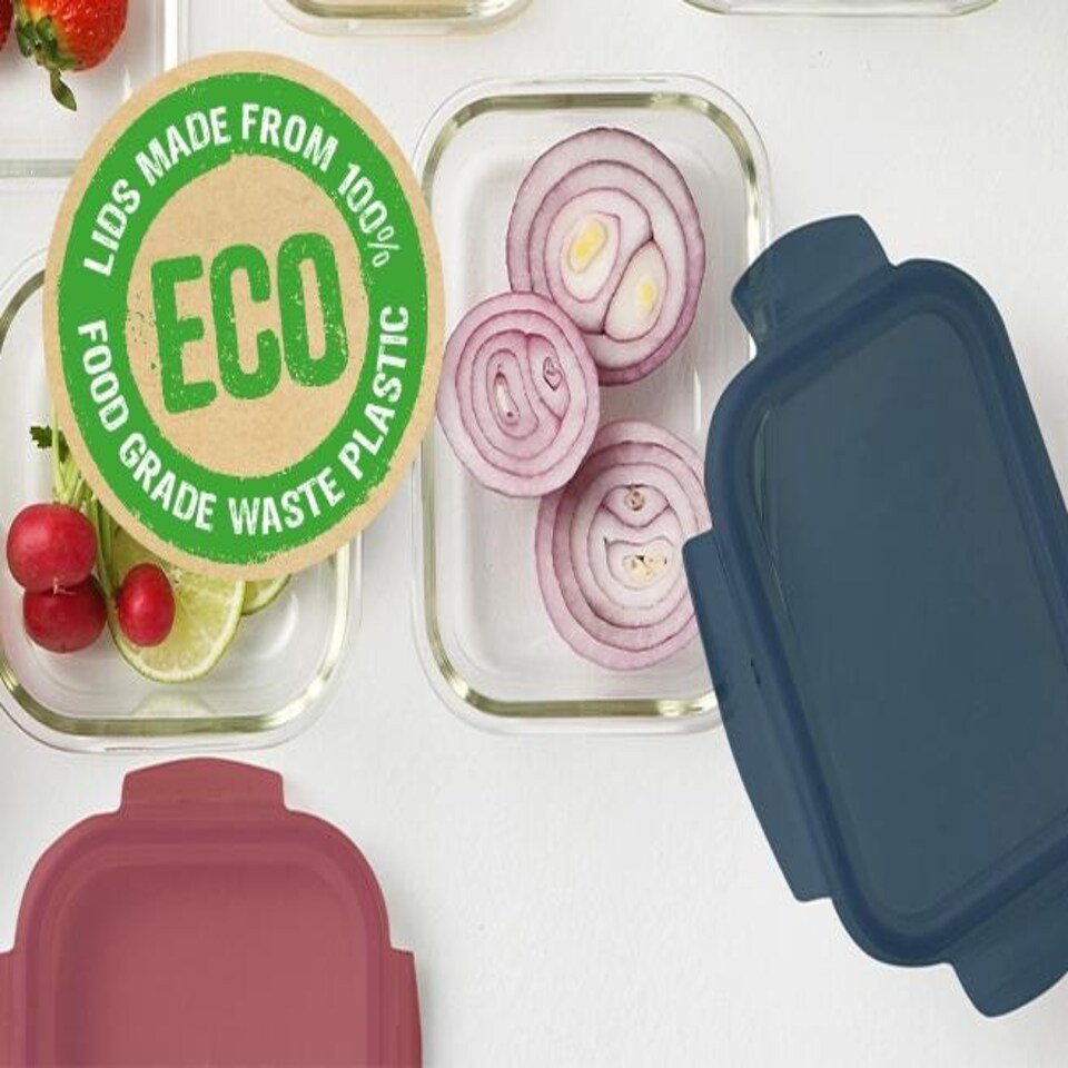 image 1 of LocknLock Eco Glass Food Container Dishwasher Safe Round Storage Box - 950 ml