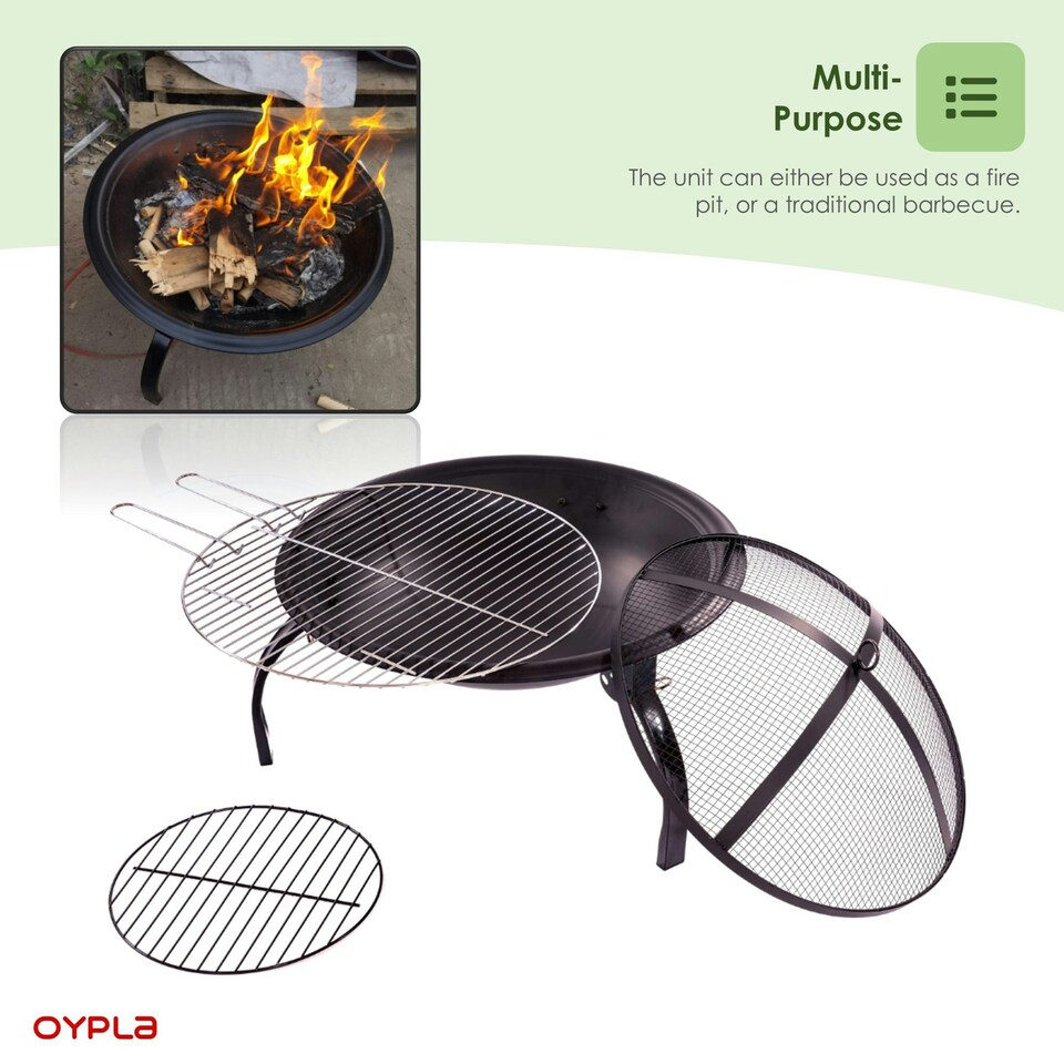 image 1 of Oypla 54cm Portable Folding Firepit Outdoor Garden Patio Heater BBQ Barbecue Grill