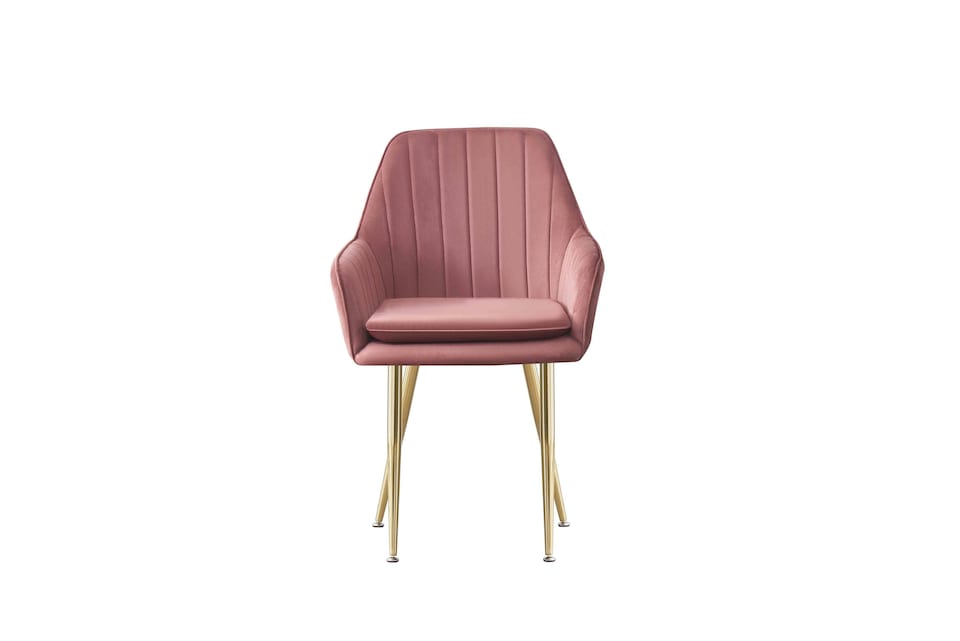 image 1 of MOF Set of 4 Dining chair Armchair with Armrest & Backrest Upholstered seat with Metal legs T05 | Pink