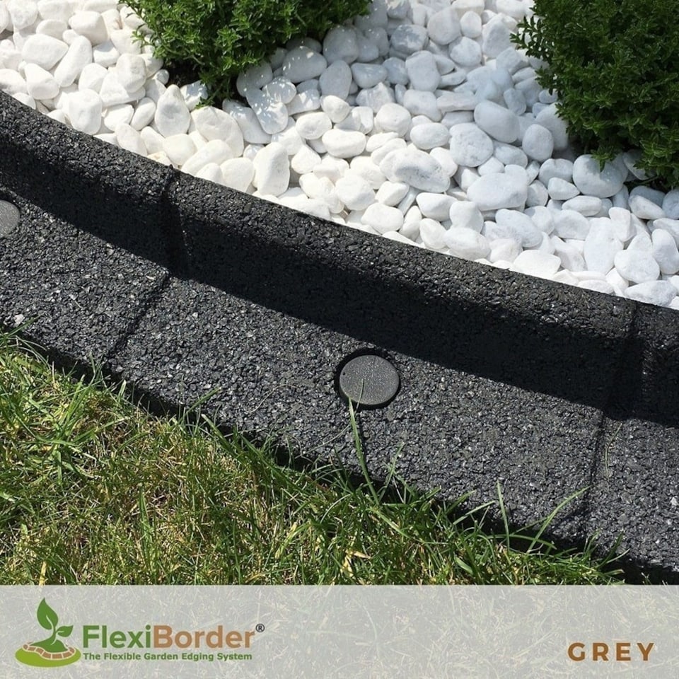 image 1 of Pack of 5 x 1m Flexi Border Garden Edging in Grey | Grey | 5
