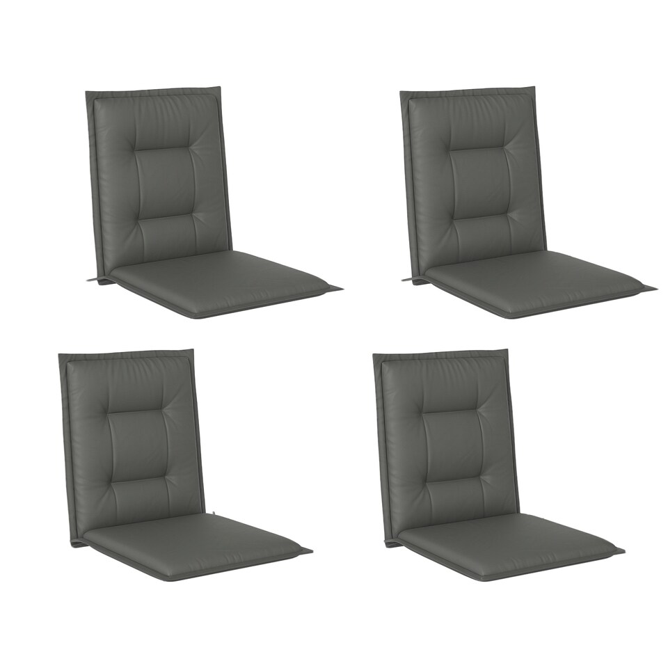image 1 of Outsunny Set of 4 Garden Chair Cushions, Outdoor Seat Pads, Charcoal Grey
