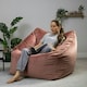 image 5 of icon Natalia Velvet Adults Bean Bag Armchair and Pouffe, Ready Filled Large Beanbag and Footstool Dusk Pink Pink