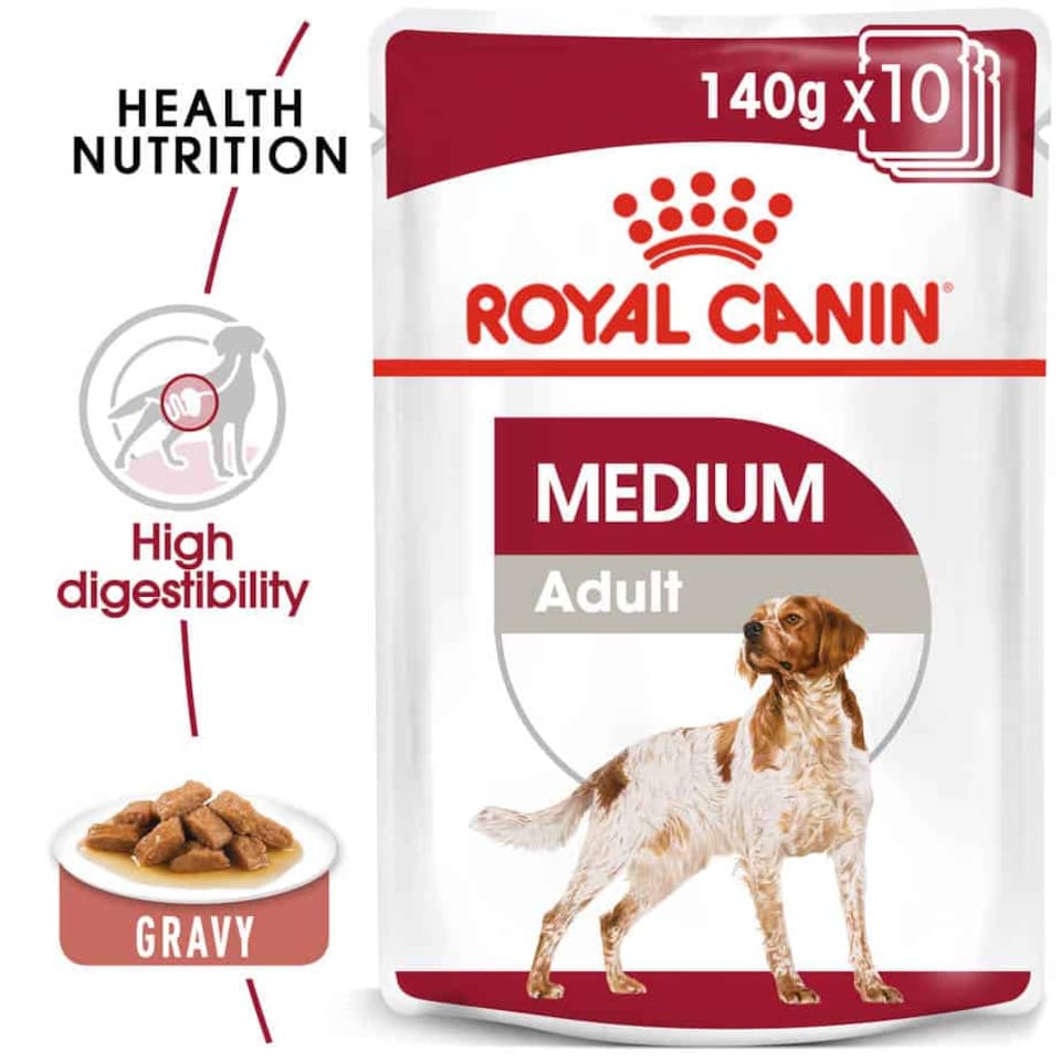 image 1 of Royal Canin Medium Adult in Gravy Wet Dog Food - 20 x 140 g (2 kg) | Multi | 20 x 140g | 1