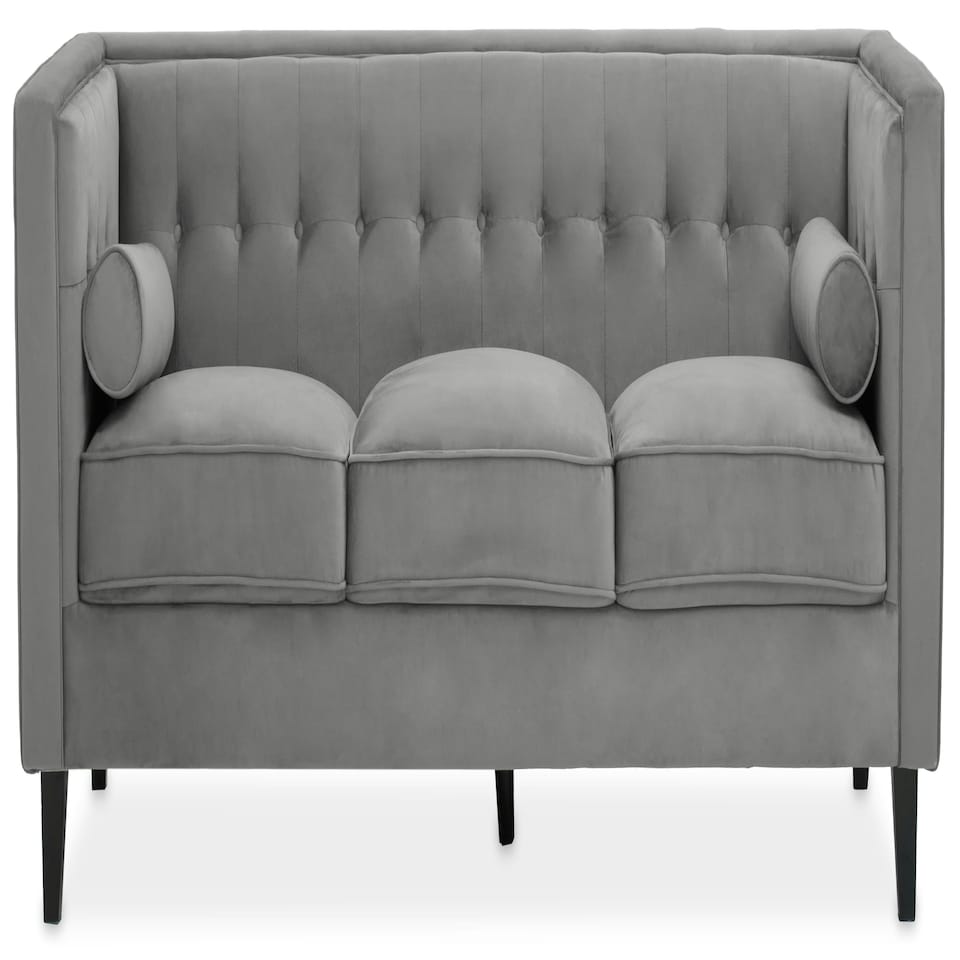 image 1 of Helia Grey Velvet Sofa Grey