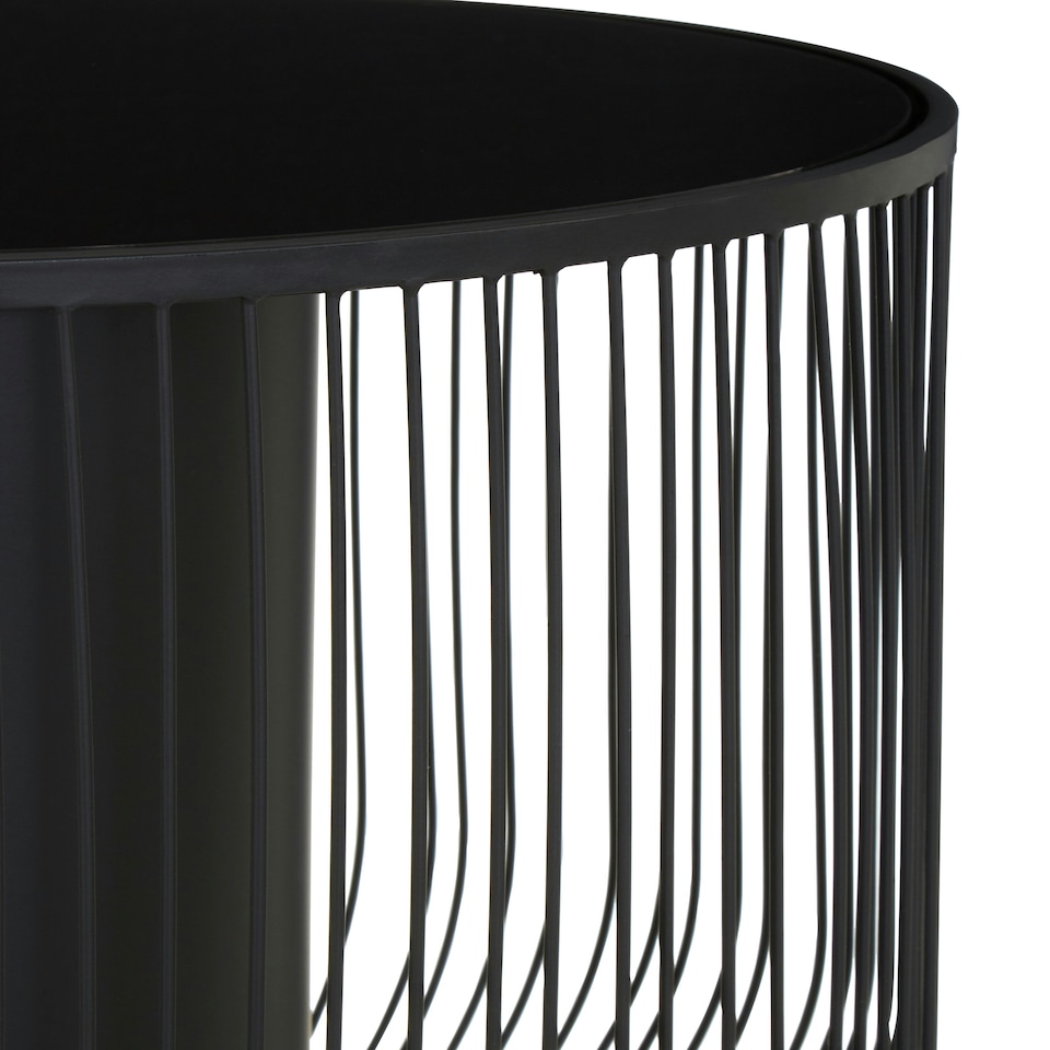 image 1 of Trento End Table With Black Glass Top Black