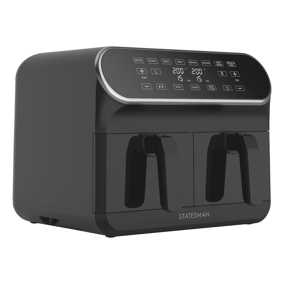 image 1 of Statesman SKAF08017BK Digital Dual Zone Air Fryer, 8 Litre, Black