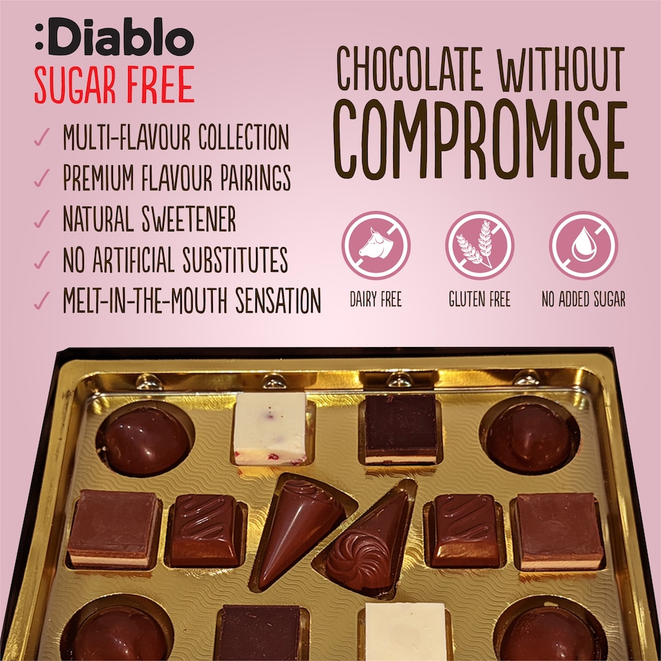 image 1 of Diablo No Added Sugar Luxury Chocolate Selection Box 142g