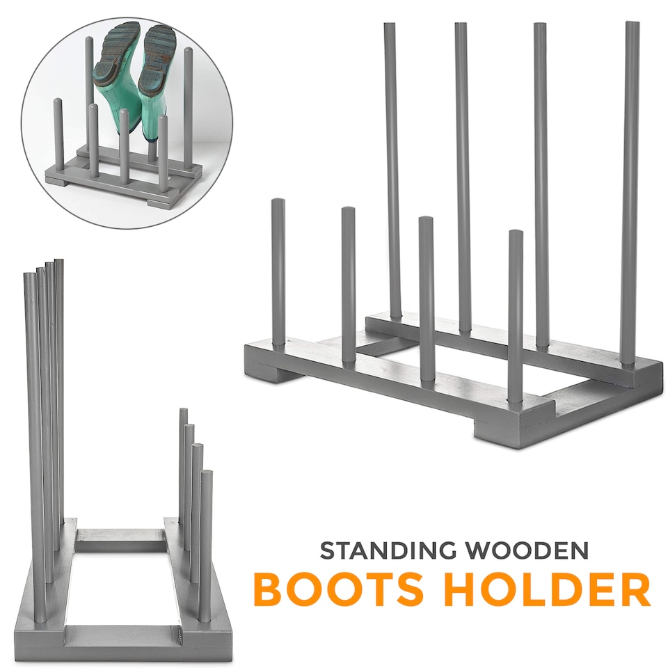 image 1 of 4 Pair Wellington Boot Rack Walking Storage Wellies Shoes Stand Indoor & Outdoor