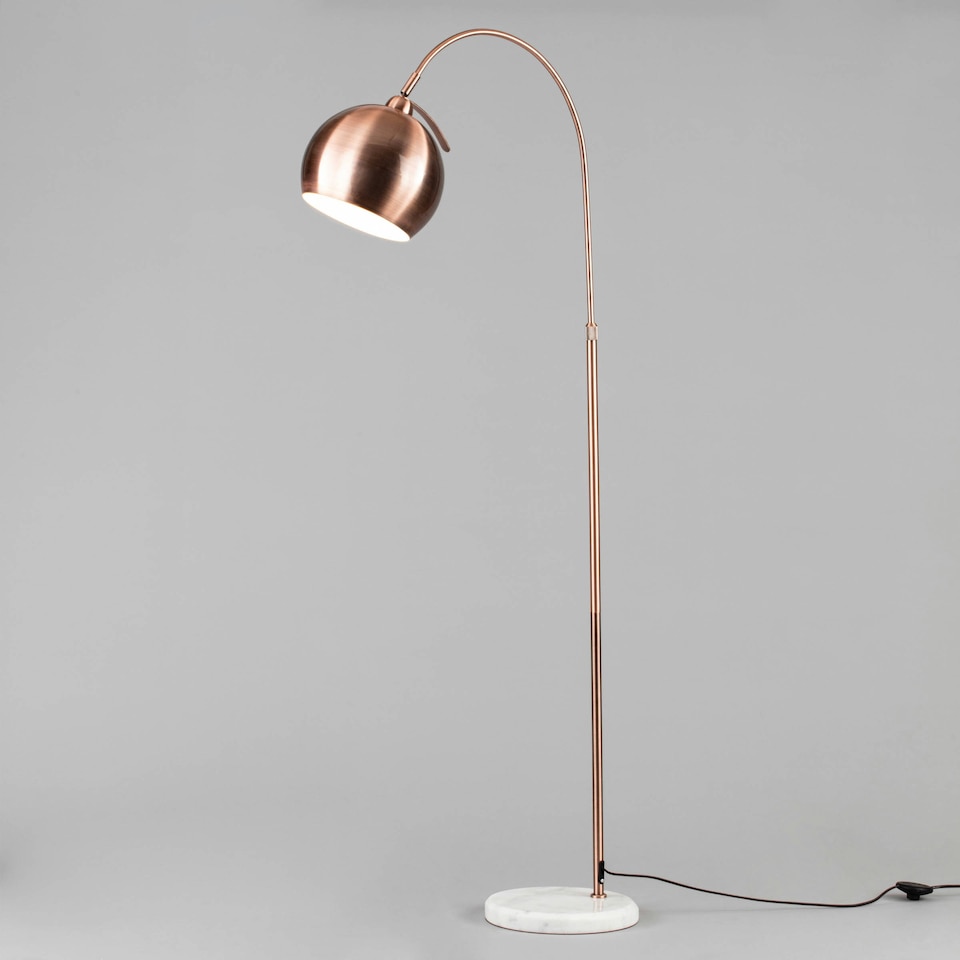 image 1 of BHS Benson Curved Floor Lamp, Copper