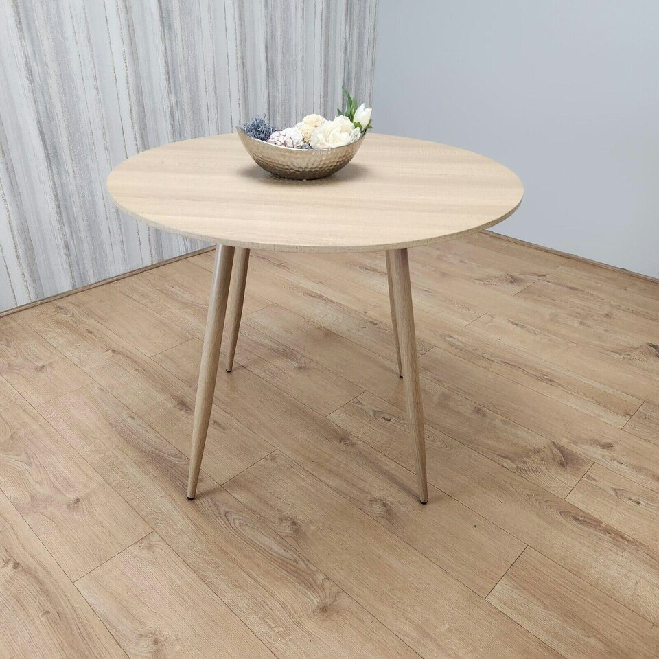 image 1 of Dining Table Beige Wood Kitchen Place for 4 Seats, Dining Table Only (Beige H 75 x L 90 x W 90 cm) Brown