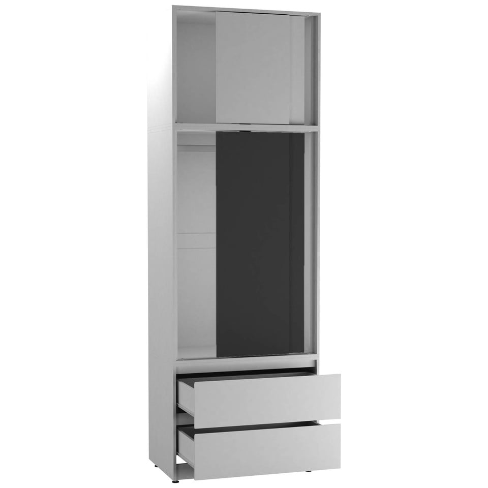 image 1 of 240cm 2 Sliding Doors Wardrobe Bedroom Storage Closet Hanging Rail Cupboard Unit | Multi | White Carcass & Black Doors | 1