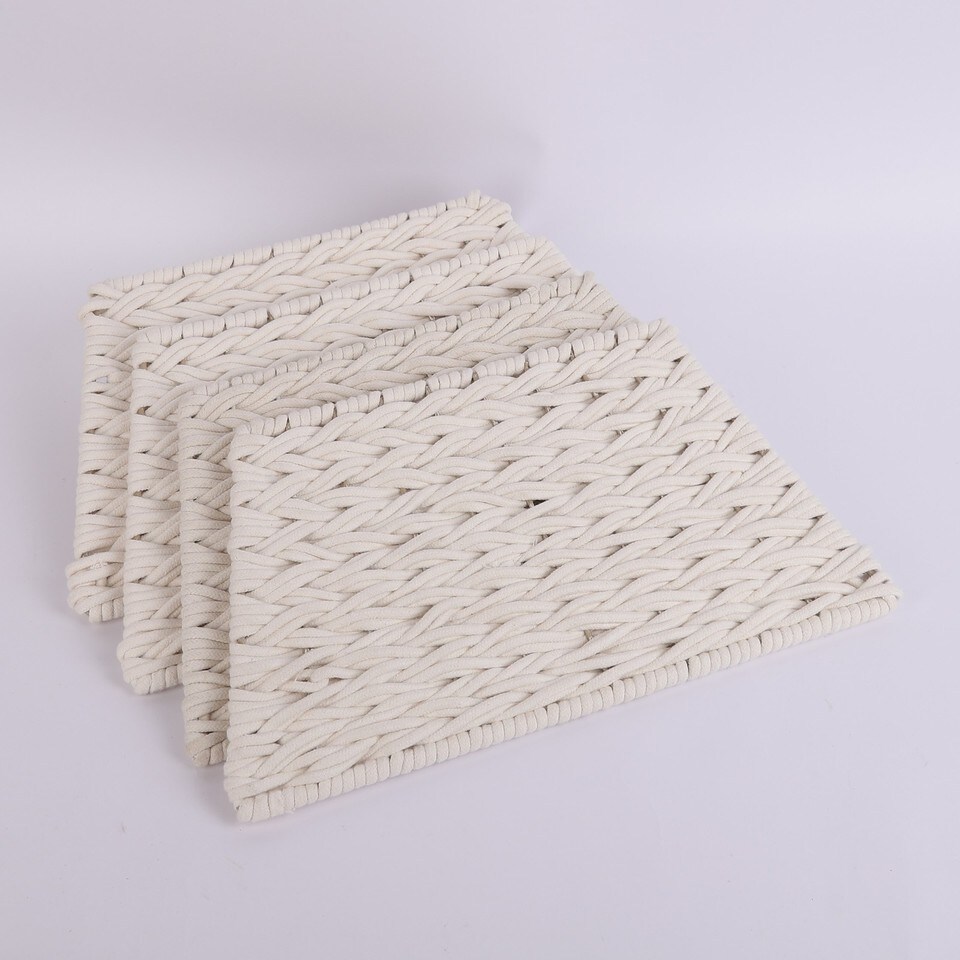 image 1 of 47cm Square Christmas Tree Skirt Stand Decorative Base Festive Xmas PVC Rope | Multi | White Rope | 1