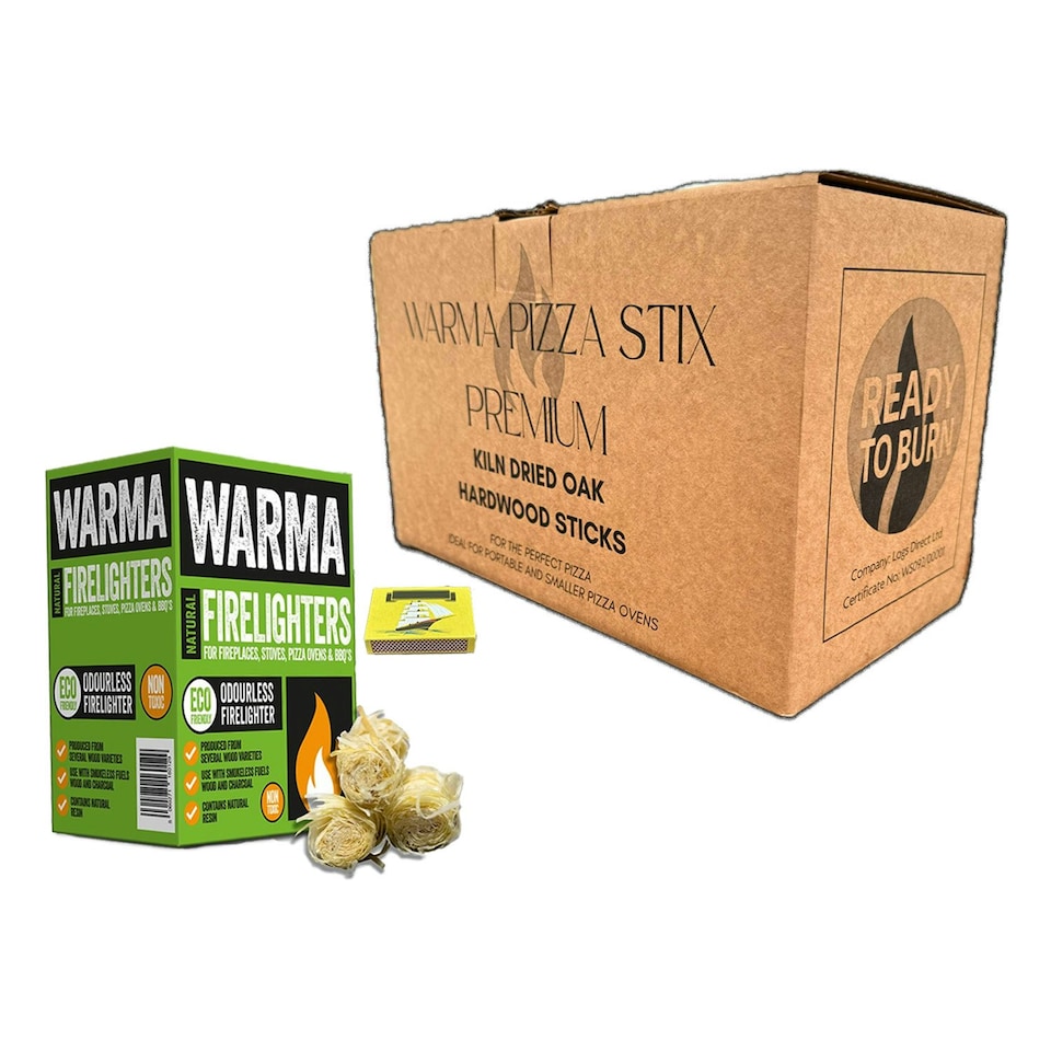 image 1 of Warma Pizza Oven Stix Bundle - 1 x Box, Eco Wood Wool Firelighters & Matches