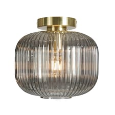 BHS Lyna 1 Light Flush Ceiling Light, Satin Brass
