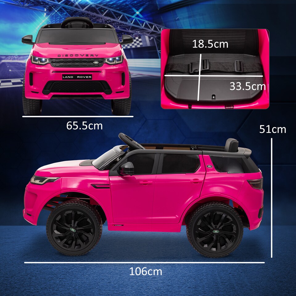 image 1 of AIYAPLAY Land Rover Discovery Sport Licensed Kids Electric Car, 12V Ride on Car with Remote Control, LED Lights, Music, Horn, for Ages 3-6 Years, Pink
