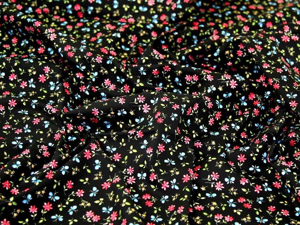 Rose and Hubble Black 100% Cotton Poplin Dressmaking Fabric, 112.5cm / 44" Wide - per metre