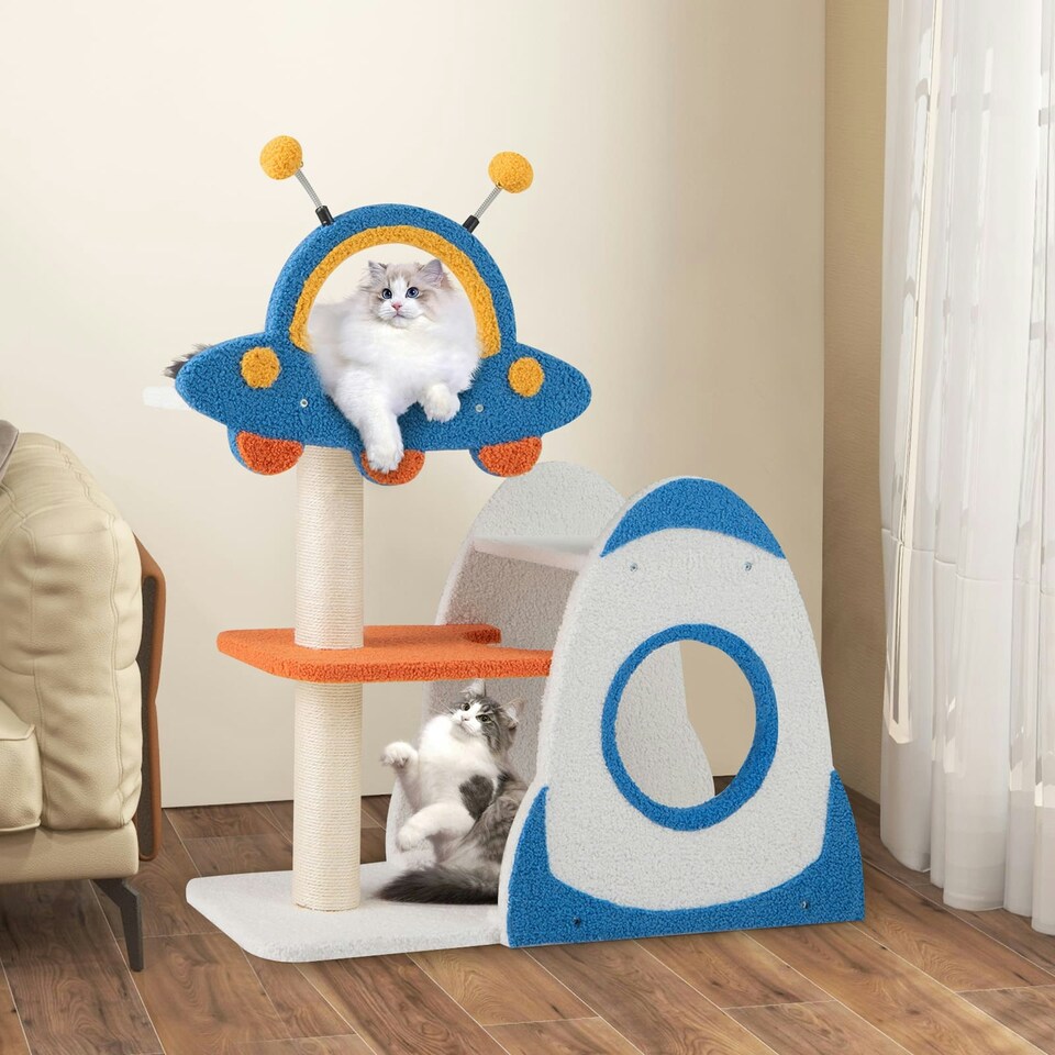 image 1 of COSTWAY 4-Level Cat Tree Tower Activity Center UFO-Shaped