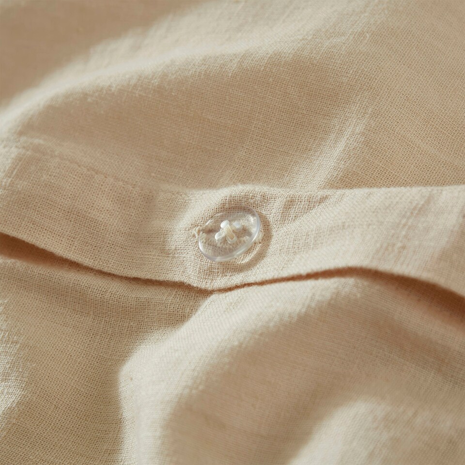 image 1 of Touch Of Linen - Creamy Almond - Duvet Cover Set (Includes 2 Pillowcases - 1 For Single) Cream | Creamy Almond | Double