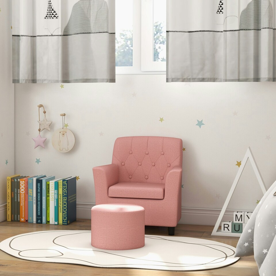 image 1 of AIYAPLAY Kids Sofa Set with Footrest for Playroom Bedroom 