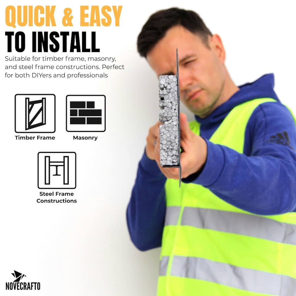 image 1 of Insulated Cavity Closer EPS 50–100mm Adjustable – 5 Pack (1.2m Each, 6m Total) for Window Openings & Door Frames – Silver, Energy Efficient