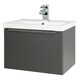 image 1 of 500mm Bathroom Matt Dark Grey Wall Mounted Vanity Unit and Basin (Central) - Brassware Not Included | Grey | Grey | 1