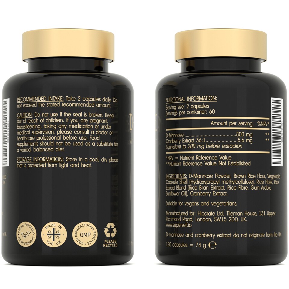 image 1 of SuperSelf D-Mannose with Cranberry 1000mg 120 Capsules