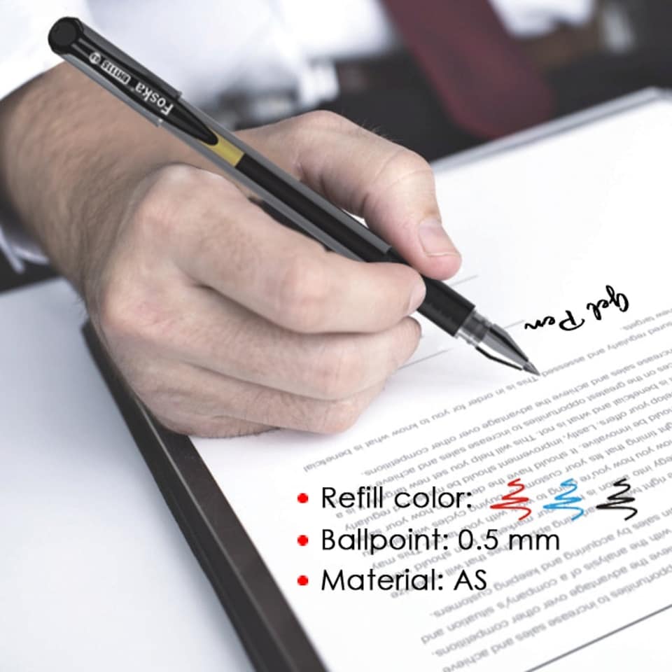 image 1 of Pack of 12 Rubber Grip Black Gel Pens 0.5mm